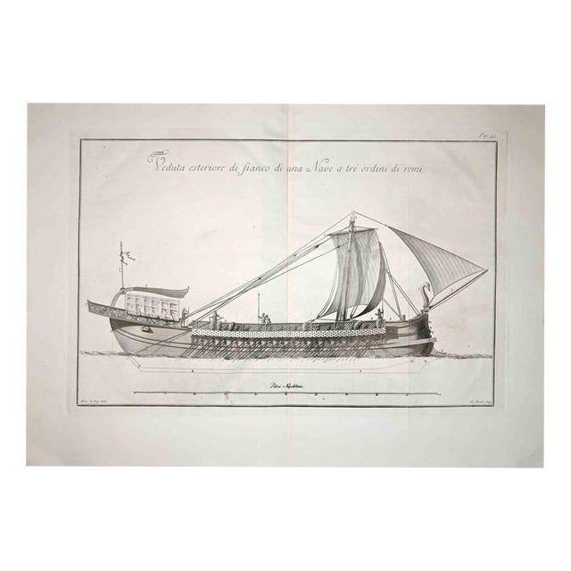 Nicola Fiorillo, Ancient Roman Ship, 18th Century, Etching For Sale