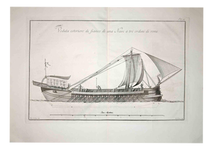Nicola Fiorillo, Ancient Roman Ship, 18th Century, Etching