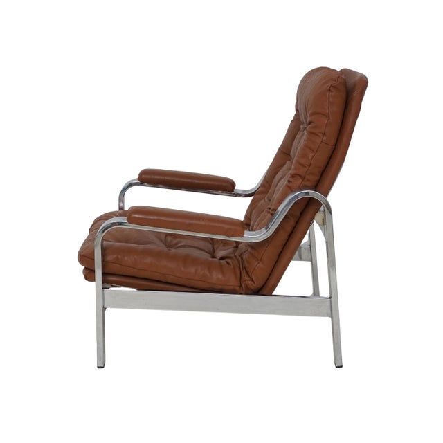 1960s Tufted Vinyl & Chrome Recliner For Sale - Image 5 of 9