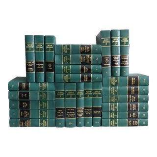 Vintage Green & Gilt Law Books / Legal Bindings, 25 Volumes For Sale