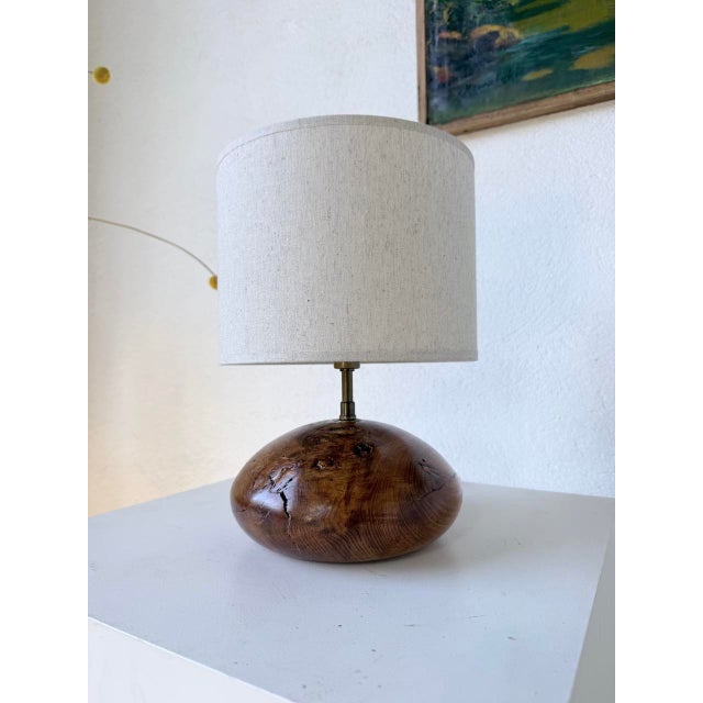 Brutalist Olive Wood Table Lamp, 1970s For Sale - Image 12 of 18