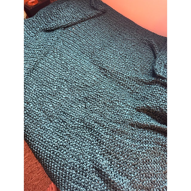 Blue Ann Gish 100% Rare Silk Legacy Collection Charmeuse Silk Ribbon Knit Throw in the Vibrant Azule For Sale - Image 8 of 8