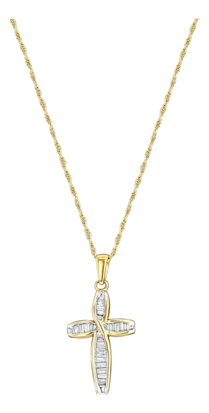Baguette Diamond Cross Necklace