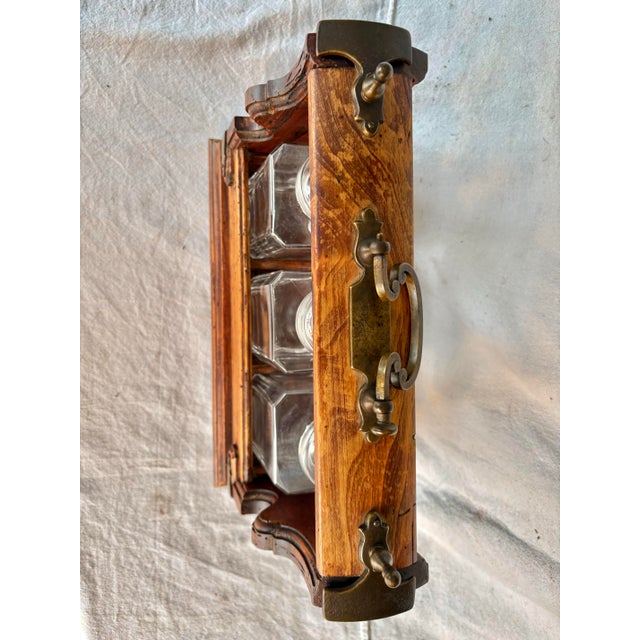 Early 20th Century English Oak Three Decanter Tantalus For Sale - Image 4 of 12