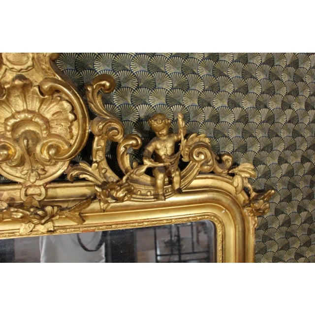 Louis Philippe Mirror in Golden Wood Frame For Sale - Image 3 of 11