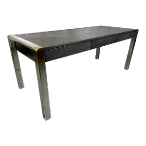Karl Springer Shagreen & Chrome Executive Desk