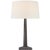 Transitional Chapman & Myers by Visual Comfort Signature Strie Fluted Column Table Lamp in Aged Iron with Linen Shade For Sale - Image 3 of 3