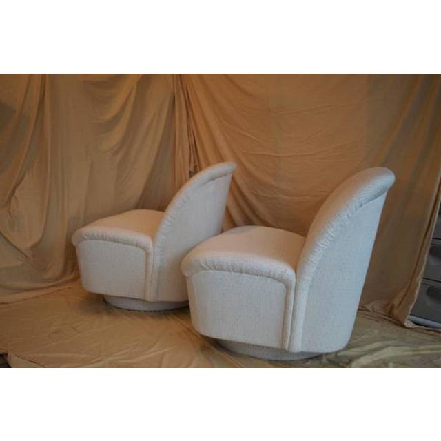 Vintage Hollywood Palm Beach Regency Pair of slipper, club, lounge chairs that swivel by Directional (tagged) Original...