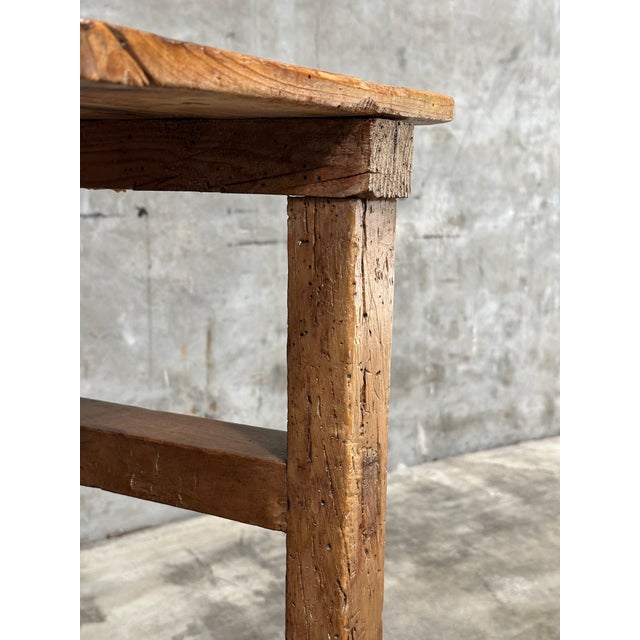 Wood 19th Century French Provincial Farm Table Primitive Console For Sale - Image 7 of 10