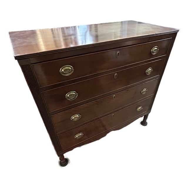 Antique 4 Drawer Sheraton Style Mahogany Chest of Drawers For Sale