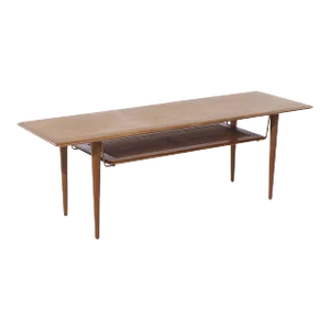 Peter Hvidt & Orla Mølgaard Nielsen for France and Sons Fd 516 Mid Century Teak Cane and Brass Coffee Table