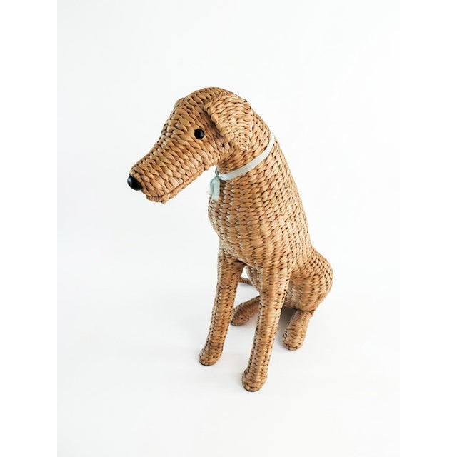 1980s Large 27" Life-Size Hand-Woven Wicker Airedale Terrier Sculpture — Made in the Philippines For Sale - Image 5 of 12