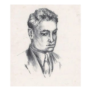 1930s Portrait Lithograph of a Young Man For Sale