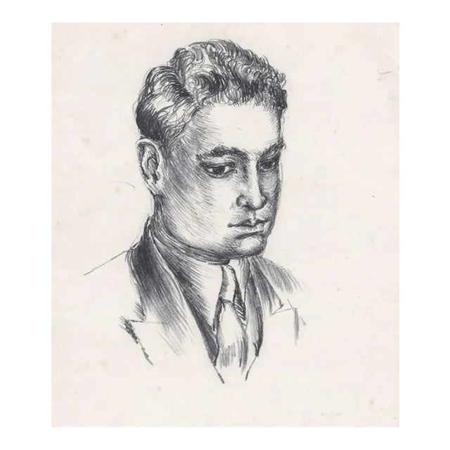 1930s Portrait Lithograph of a Young Man For Sale