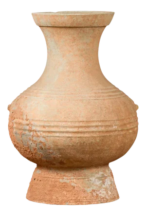 Chinese Han Dynasty Period Unglazed Terracotta Hu Vessel, circa 202 BC-200 AD