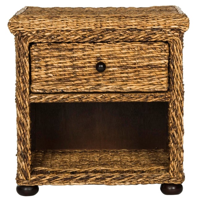 Natural Brown Wicker Nightstand With Drawer And 8"H Storage in Natural Abaca Brown For Sale - Image 10 of 10