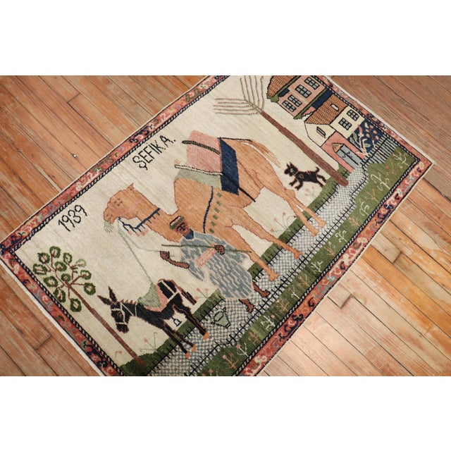 Folk Art Zabihi Collection Turkish Anatolian Animal Caravan Camel Rug 1939 - 2'8" x 4'2" For Sale - Image 3 of 9
