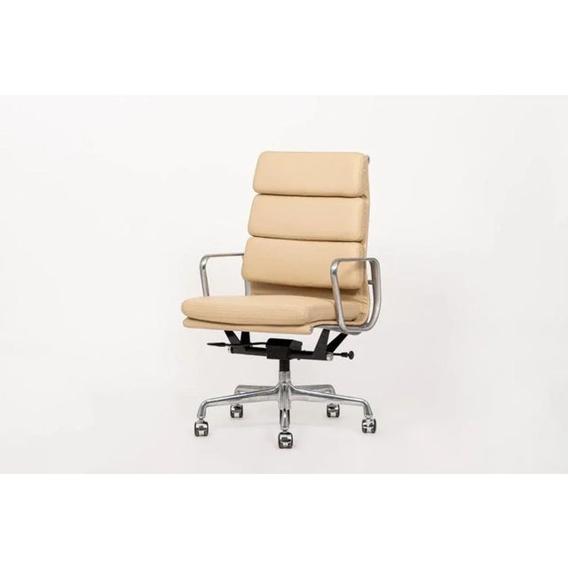 Herman Miller Tan Eames Herman Miller Tall Leather Office Chair Aluminum Group For Sale - Image 4 of 13