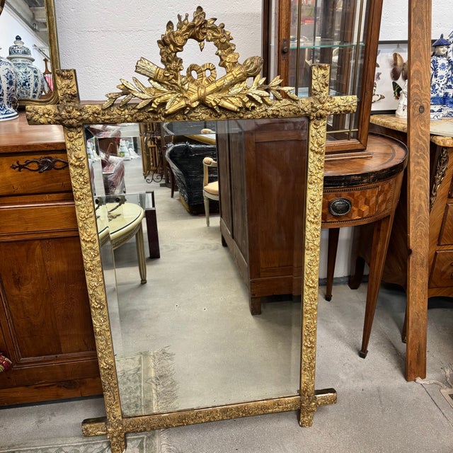 Antique French Louis XVI Style Giltwood Mirror, 1800s For Sale - Image 13 of 14