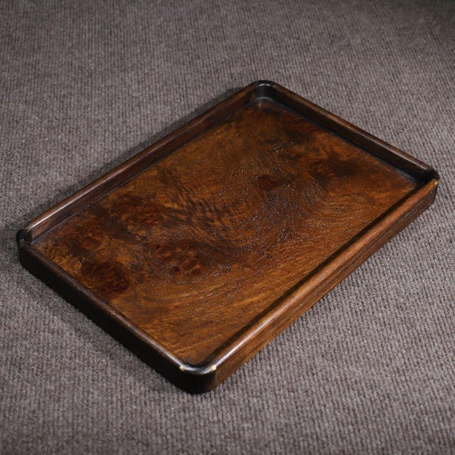 Huali Rosewood Burl Wood Tray With Brass Corners For Sale In Los Angeles - Image 6 of 10