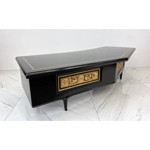Ornamental & Decorative Materials Monumental Monteverdi Young Boomerang Desk, Gilded and Ebonized, 1960's For Sale - Image 7 of 10