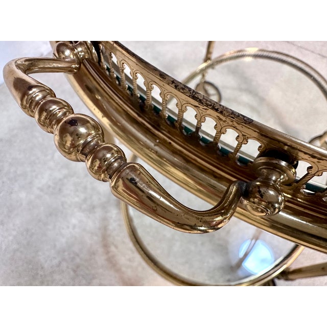 Oval Serving Cart in Brass and Glass, Italy, 1950s For Sale - Image 14 of 18