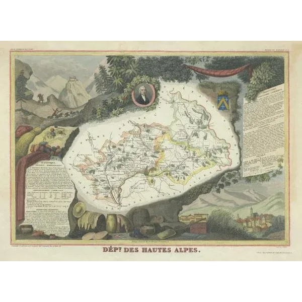 Antique Map of the Department of Hautes Alpes For Sale - Image 3 of 6