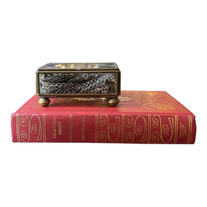 1952 Vintage Red Leather Wrapped Book Library Bookshelf Bibliophile