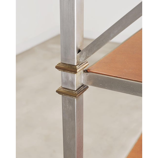 Maison Jansen Style Steel Bronze Neoclassical Bookcase Étagère For Sale - Image 11 of 18