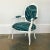 Teal Italian Vintage White Wood Arm Chair in Teal Graffito For Sale - Image 8 of 8