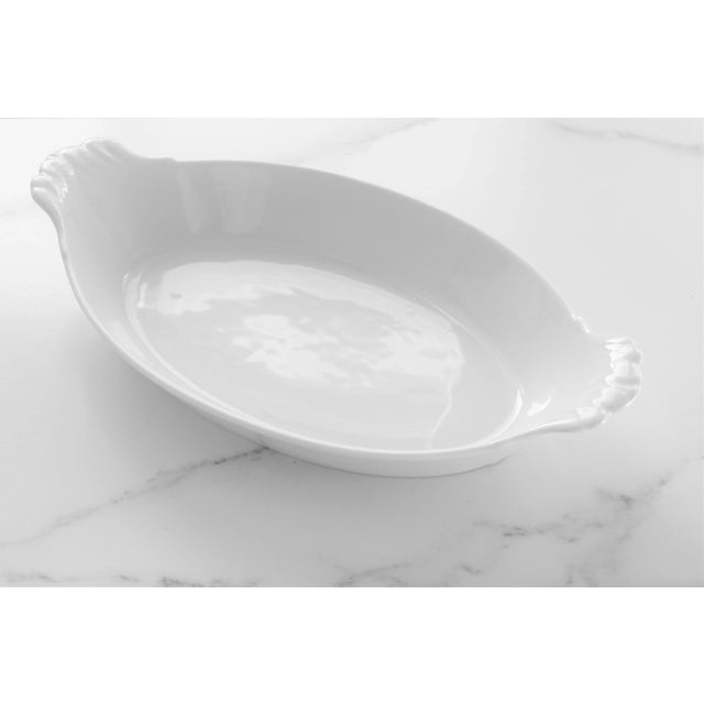 "Made In France" vintage Pillivuyt white Au Gratin baking dish. These porcelain Gratin dishes were once used in a European...