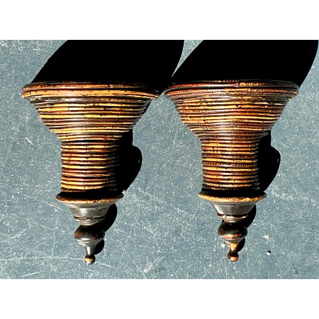Contemporary Vintage Boho Pencil Reed Brackets - A Pair For Sale - Image 3 of 12