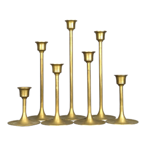 Vintage Solid Brass Tulip Style Candlesticks - Set of 7