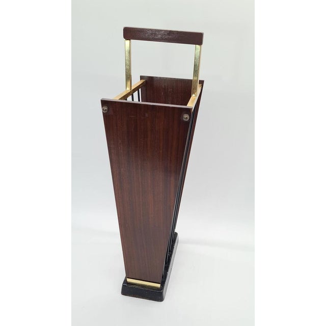 Vintage German Umbrella Stand in Dark Wood, 1960s For Sale - Image 9 of 11