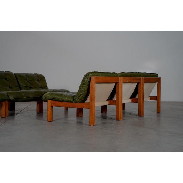 Lounge Chairs in Green Leather, Denmark, 1970s For Sale - Image 4 of 8