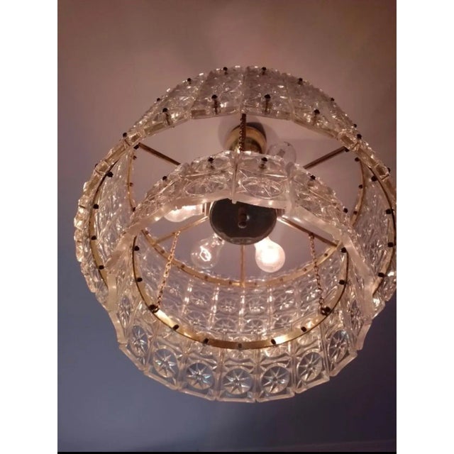 Chandelier in Glass with Brass Structure from Kinkeldey, Austria, 1960 For Sale - Image 4 of 7