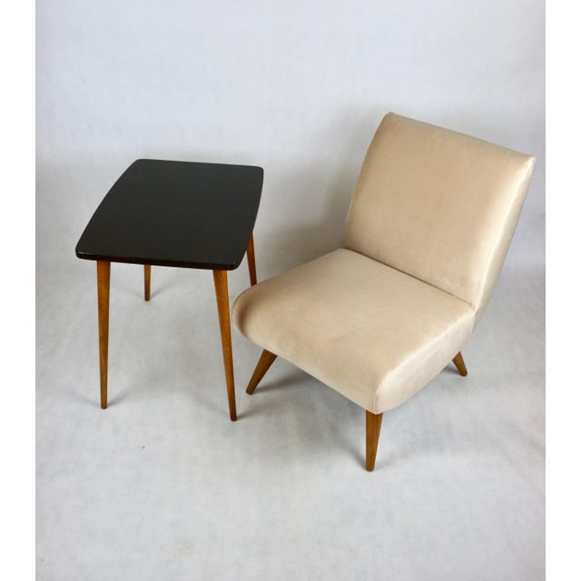 Textile Vintage Lounge Chair in Champagne Beige Velvet, 1970s For Sale - Image 7 of 13