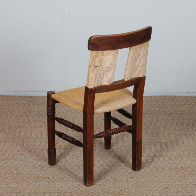 Brown French Straw-Seated Wooden Chairs, 1940s, Set of 4 For Sale - Image 8 of 11