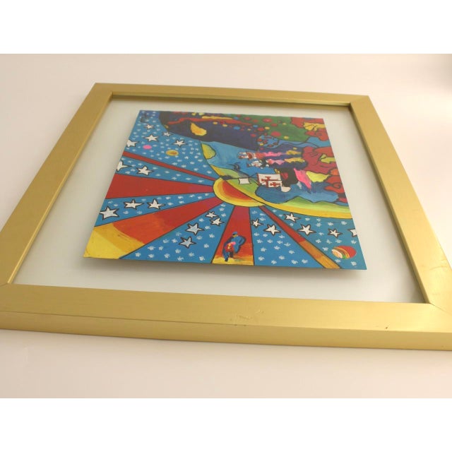 1970s Original Peter Max Painting Acrylic on Paper, Signed & Stamped in Floating Frame For Sale In Dallas - Image 6 of 12