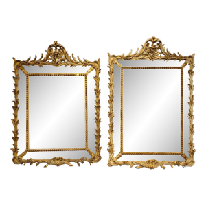 Near Pair of 19th C. French Giltwood Cushion Mirrors