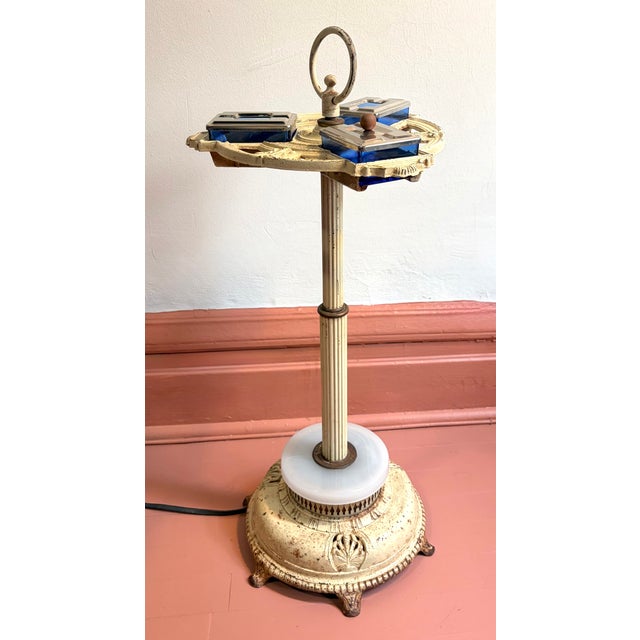 This Art Deco freestanding ashtray is in outstanding condition and is best in class. The glass base which mimics quartz...