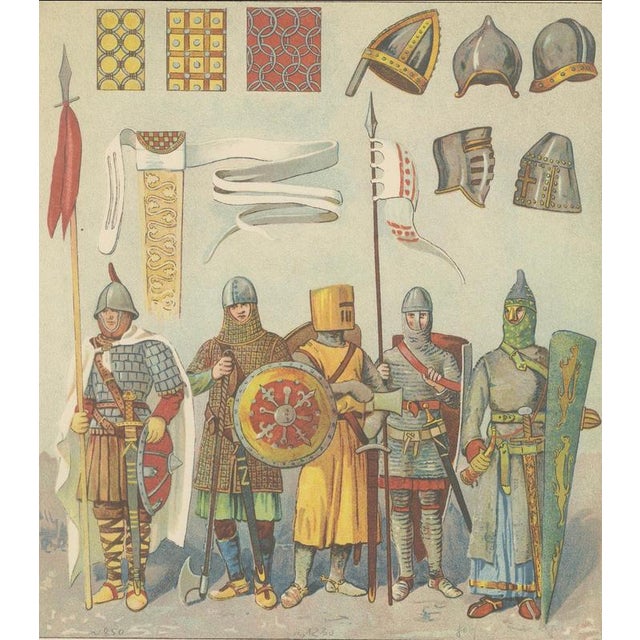 After Max Tilke, Medieval European Warriors, 1880, Print For Sale - Image 4 of 10