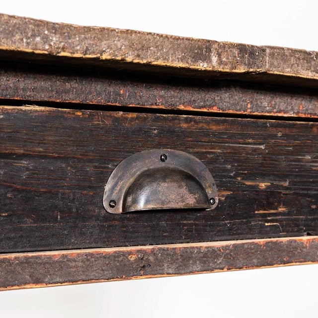 19th Century Classic Heavy Gauge End Drawer Kitchen Dining Table For Sale - Image 9 of 11