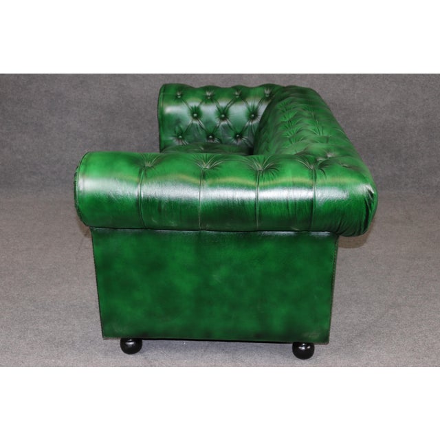 Dimensions: 30.5 inches High x 72.5 inches wide x 37 inches deep. Seat height 19 An exceptional custom-made English...