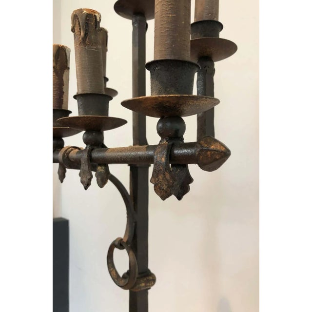 1940s French Work Wrought and Gilt Iron Floor Lamp For Sale - Image 10 of 13