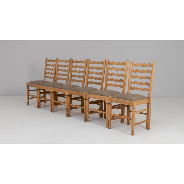 20th Century French Oak Dining Chairs With Upholstered Seats - Set of 6 For Sale - Image 12 of 18