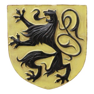 Wall Plaque with Flemish Lion by Vandeweghe for Amphora, Belgium, 1950s For Sale