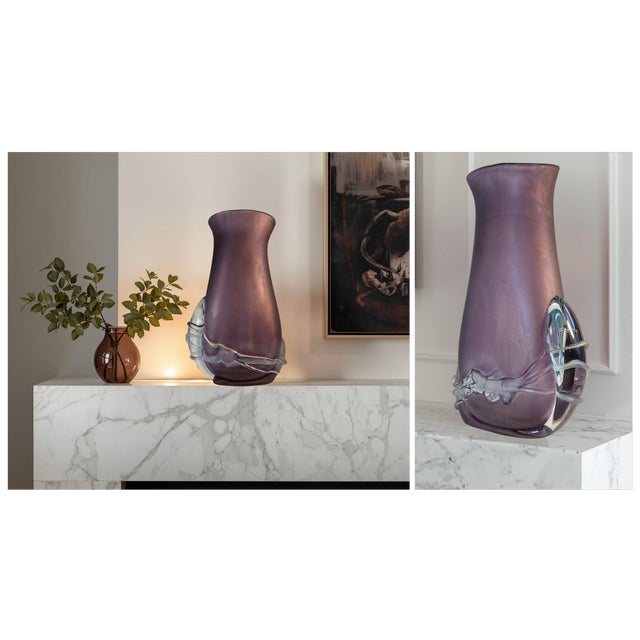 Late 20th Century Art Glass Purple Vase Signed by Ion Tamaian For Sale - Image 5 of 18