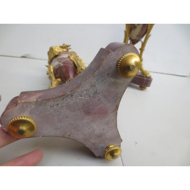Pair of Gilt Bronze and Marble Garniture For Sale In New York - Image 6 of 9