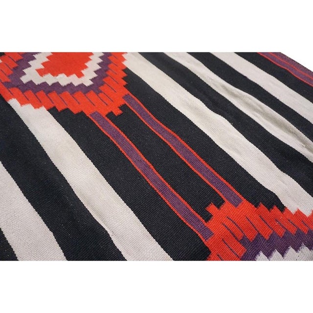 Ivory 1930s Geometric Flatwoven Antique Native American Third Chiefs Blanket Rug For Sale - Image 8 of 9